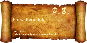 Para Benedek névjegykártya